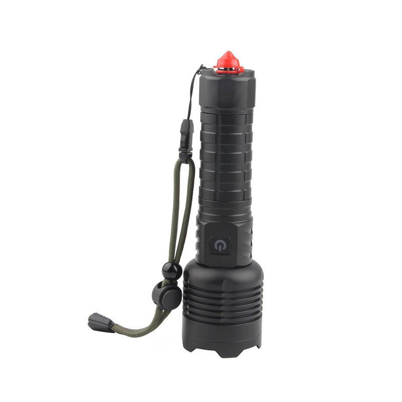 White laser telescopic zoom strong light flashlight power display USB charging household outdoor lighting strong light flashlight