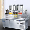 Commercial water bar & milk tea station - stainless steel refrigerated workstation - all-in-one cabinet - customizable coffee shop bar set