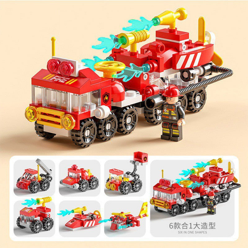 Compatible with lego 6-in-1 city police boys military kindergarten small particle educational building blocks toy wholesale
