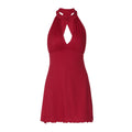European and american women's clothing  spring new arrivals: sexy halter neck button-down low-cut backless cutout halter ruffle hem dress wholesale