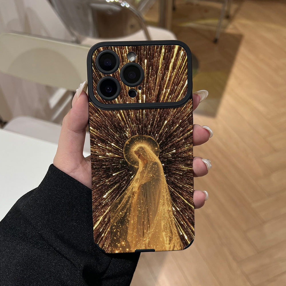 Gilded madonna phone case for iphone 17 pro max, apple 16, unique leather skin protective cover for iphone 13