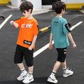 Boys' summer outfit: lightweight short-sleeve sports set - breathable two-piece casual set for older boys - trendy brand