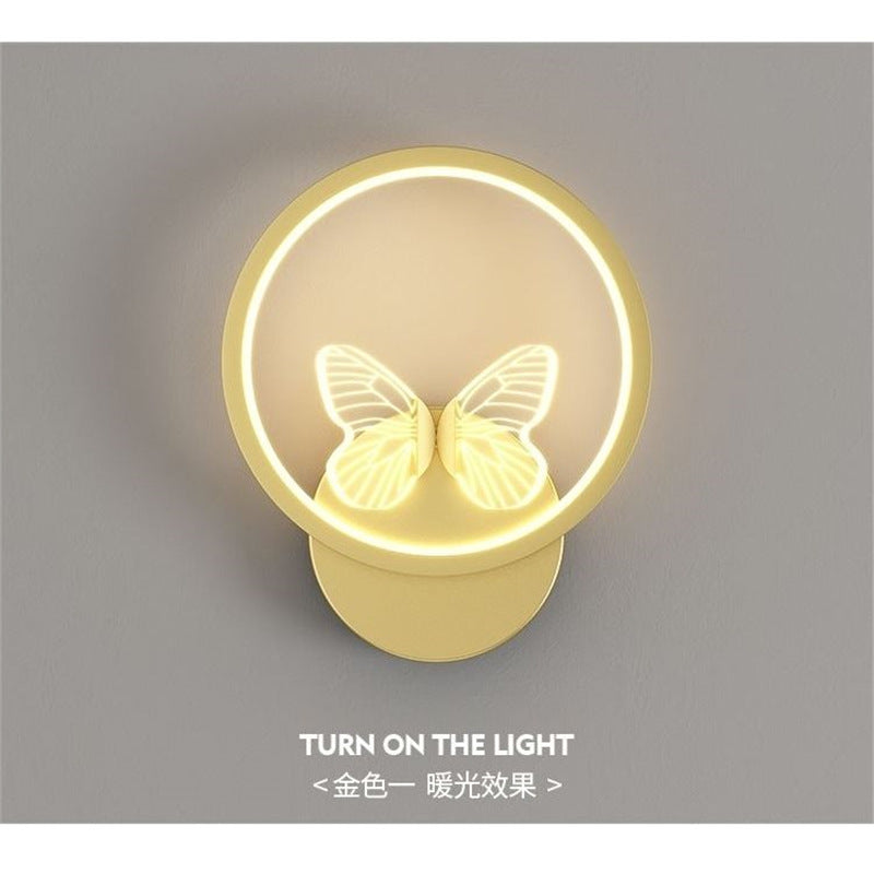 Led modern casualaccessible luxury pastoral for home hotel engineering butterfly gold black wall lamp scandinavian background wall bedside