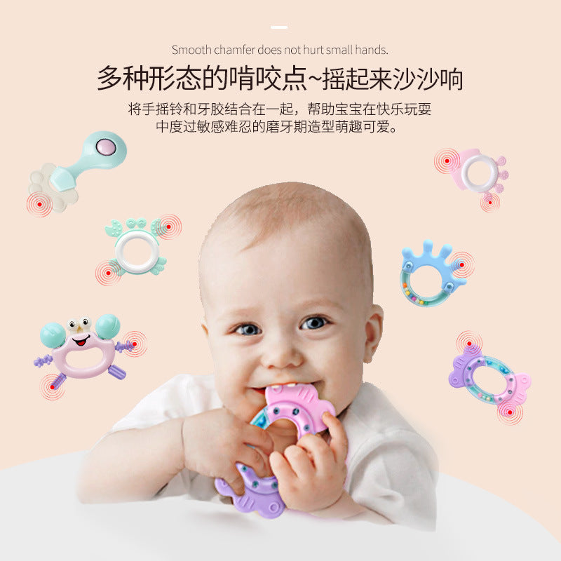 Cross-border baby hand rattle toy 0-1 years old newborn baby can gnaw teething glue baby bed bell pedal piano pendant