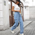 cross-border fashion: new loose-fit drawstring design denim cargo pants for women - perfect for , european & american export, casual & activewear