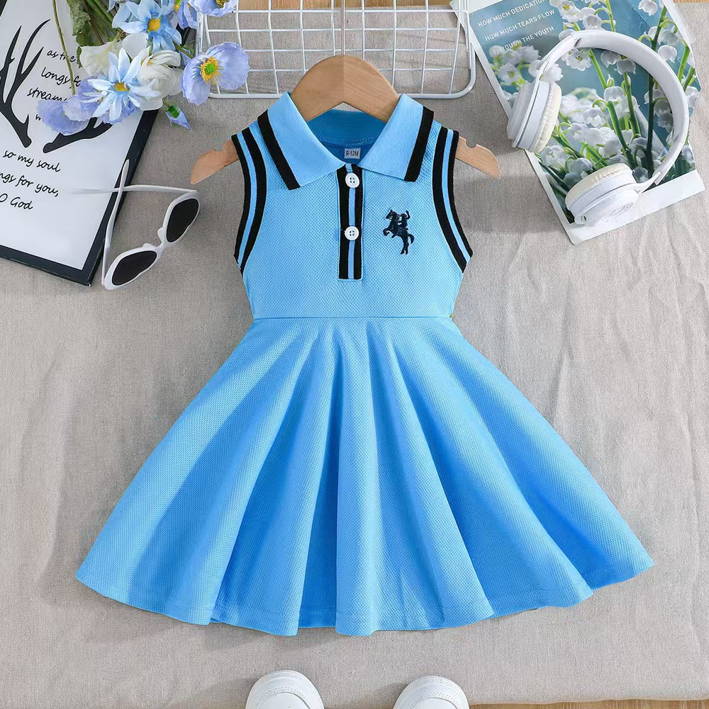 Children's clothing baby girl white sleeveless dress spring summer small horse embroider pattern vest