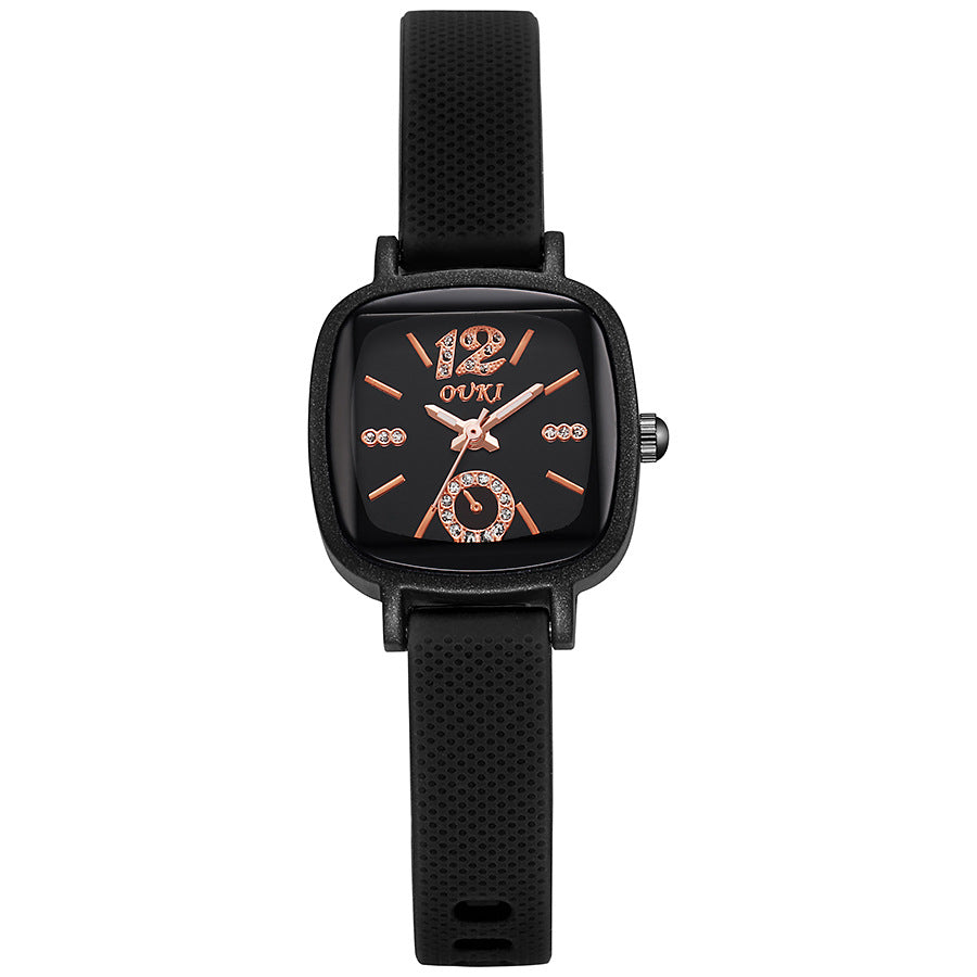 Ouki new tiktok cross-border high-value in-stock square watch silicone strap student watch women's watch wholesale