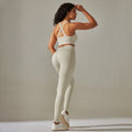 fashion seamless knittingpure color cross back tight yoga suit sports running fitness nine-point pants