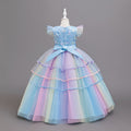 Girls' formal dress - mesh rainbow gradient princess dress - cross-border e-commerce, european & american style, ready stock wholesale children's clothing