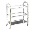 Heavy-duty three-tier stainless steel serving cart - efficient food delivery cart for hotels and restaurants - ready to ship
