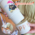 Creative double-drink kids' thermos: 316 stainless steel, one cup, three ways to drink, cute character straw cup, large capacity water bottle