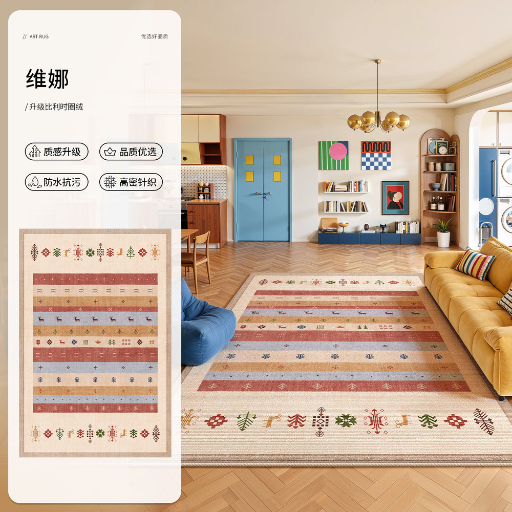 Carpet living room dopamine american retro medieval style 2026 new no-wash and wipeable sofa floor mat waterproof and anti-fouling
