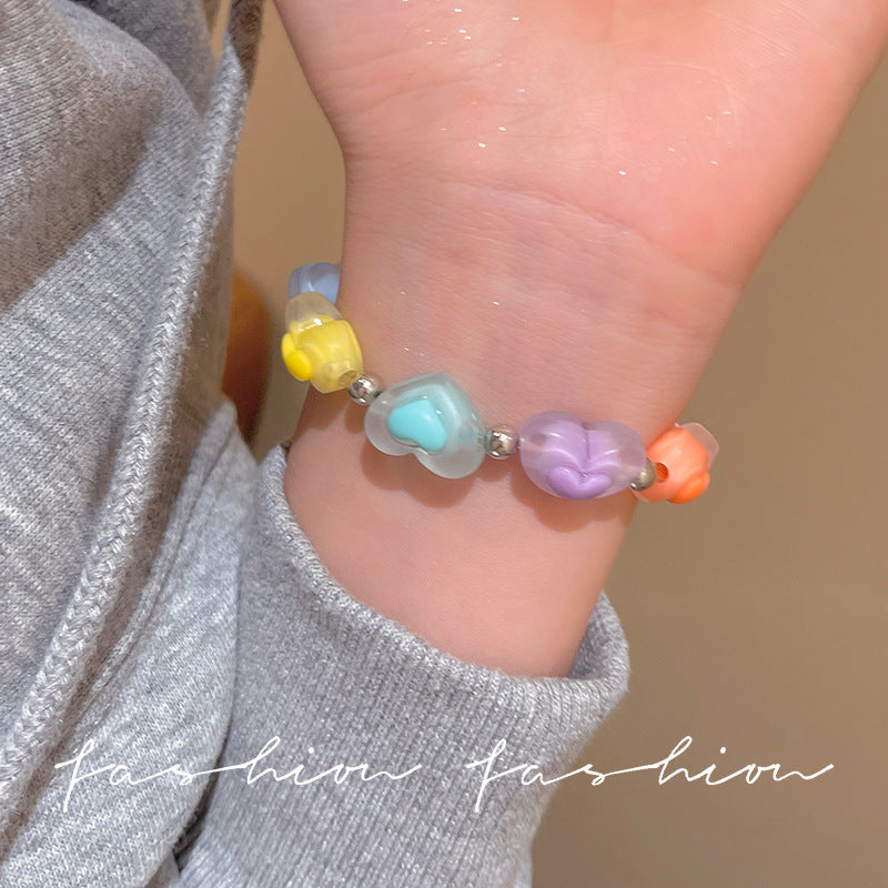 Dopamine candy color heart beaded bracelet - trendy, sweet, and versatile style for women - hot girl inspired jewelry