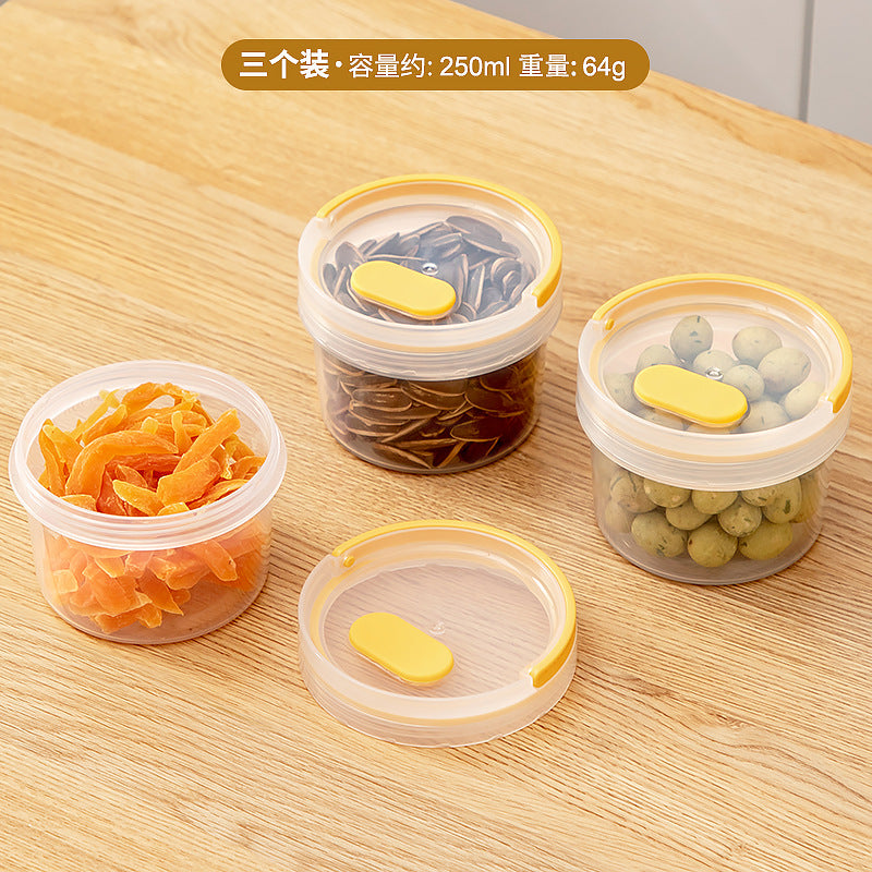 Portable snack storage box Plastic transparent sub-canning, dried fruit and nut storage can Round sealed fresh-keeping box