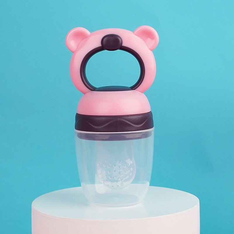 English card baby bite music fruit and vegetable music children's food grade mesh bag silicone pacifier bear shape baby