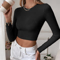 cross-border european and american style sexy backless casual short slim-fit knitted long-sleeve t-shirt top - perfect for layering or wearing on its own