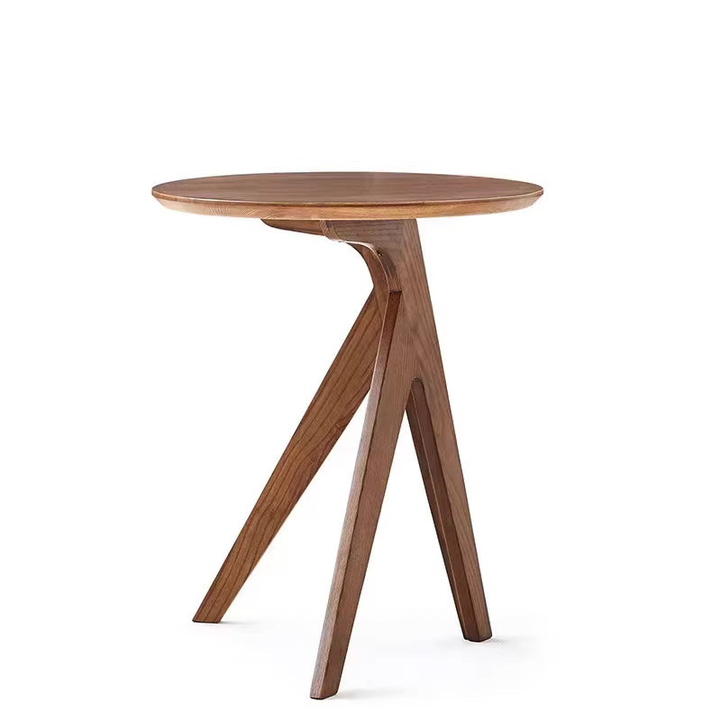 Scandinavianretro solid wood side table for home living room round small coffee table casual modern creative round table corner table ins style