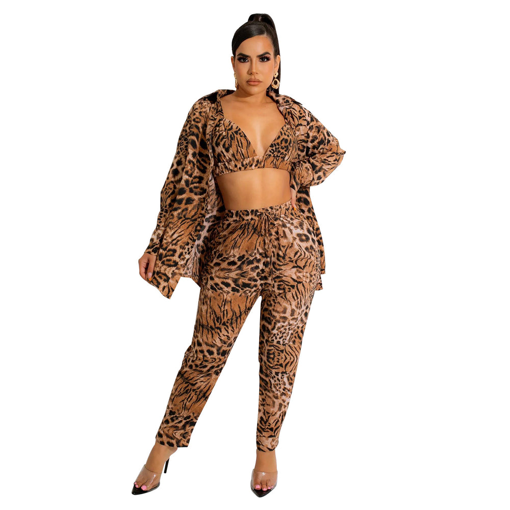 C5989 special offer: no returns or exchanges. please purchase carefully. cross-border fashion women's long-sleeve outerwear and lined pants three-piece set