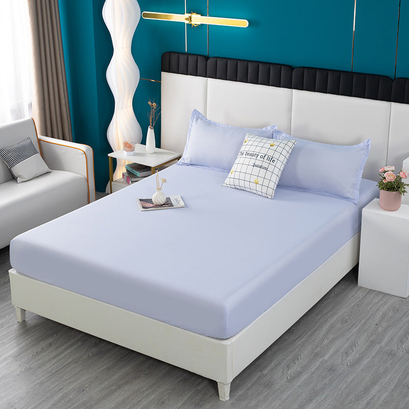 Pure colorprinting fitted sheet single piece double bed cover bed cover brushed bed sheets protective cover fitted sheet three-piece set