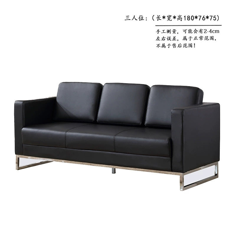 Single seater office sofa with coffee table set - genuine leather, ideal for car dealerships (4s stores), customer waiting areas, reception rooms - minimalist modern design