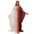 supply new arrivalfrenchretro gentle gradient long skirt looseslimming lookplus sizedress + headscarf special price