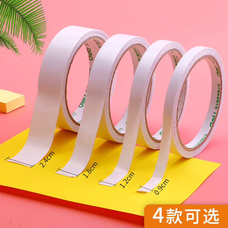 Deli Double Sided Tape 9/12/18/24mm High Viscosity Student Cotton Paper Tape Manual Double Sided Tape Wholesale