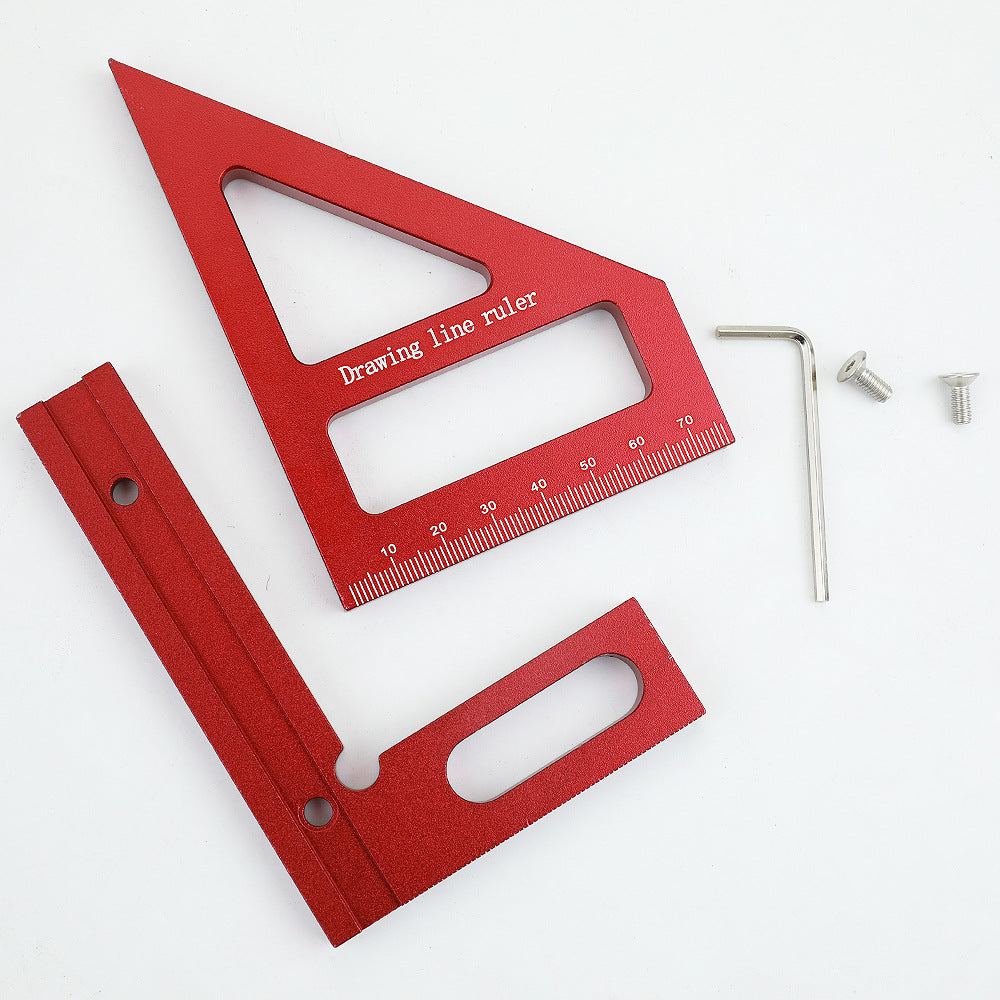 45 ° ruler 90 ° ruler aluminum alloy drawing ruler woodworking scribing ruler scale triangle ruler woodworking tools