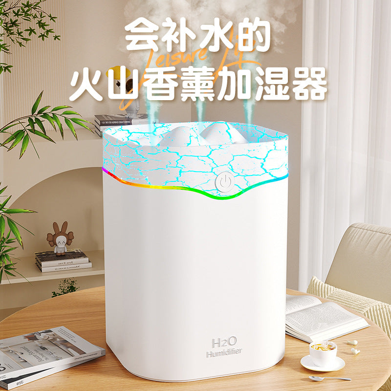 2l large-capacity humidifier, three-nozzle large fog volume for home hydrating colorful ambient light aromatherapy humidifier