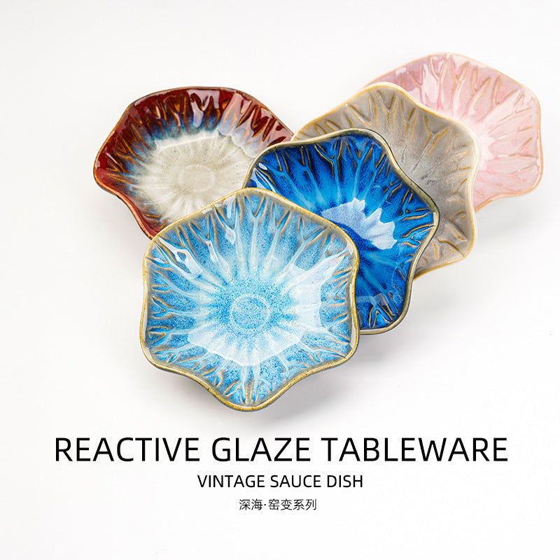 Japanese retro dipping sauce dish ceramic seasoning dish home restaurant stylish high-value seasoning snack dish cold dish plate