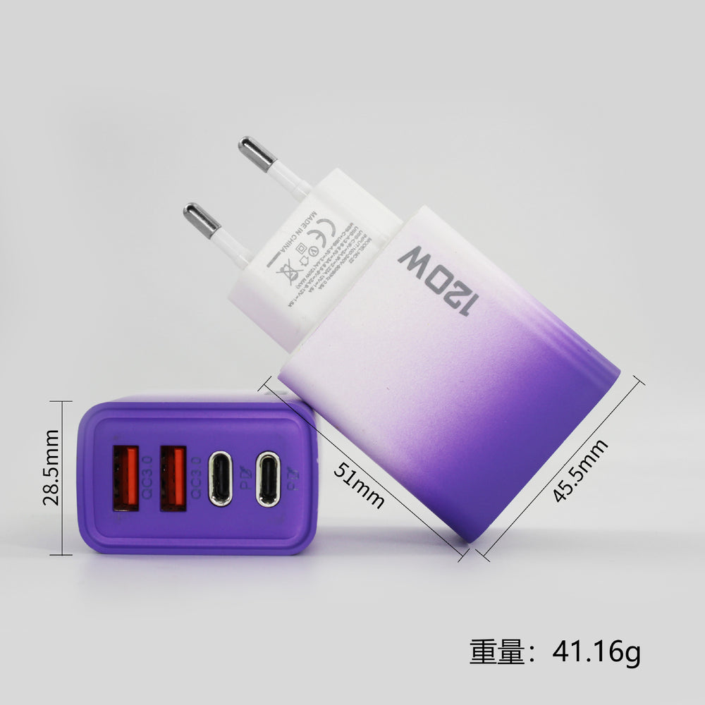 120w fast charging charger dual usb + dual type-c multi-port charging head us standard european standard mobile phone charger
