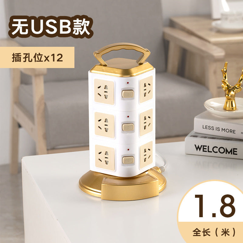 Smart vertical socket with usb mobile phone charging strip multi-functional plug-in board for home creative stereo plug-in cable