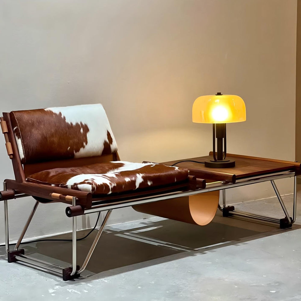 Italian living room book and newspaper chair balcony single sofa casual chair bauhaus style cow leather bench cow chair
