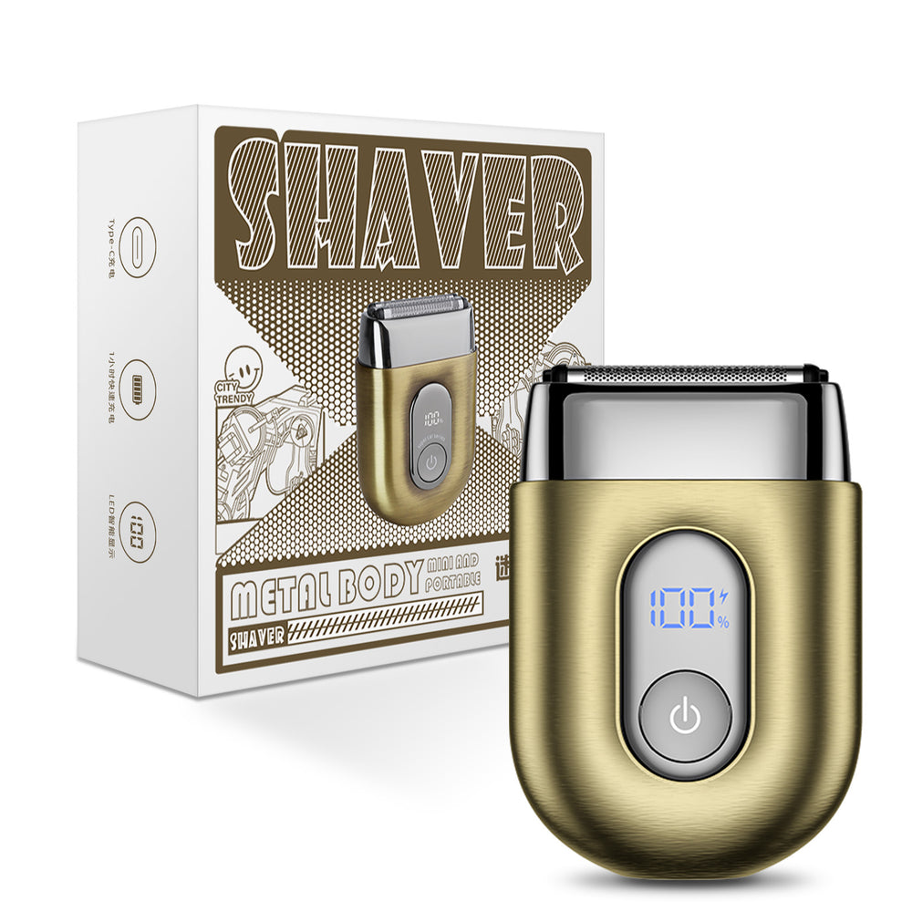 Men's electric shaver - digital display, mini reciprocating, magnetic attachment, triple blade head, portable alloy razor - cross-border wholesale