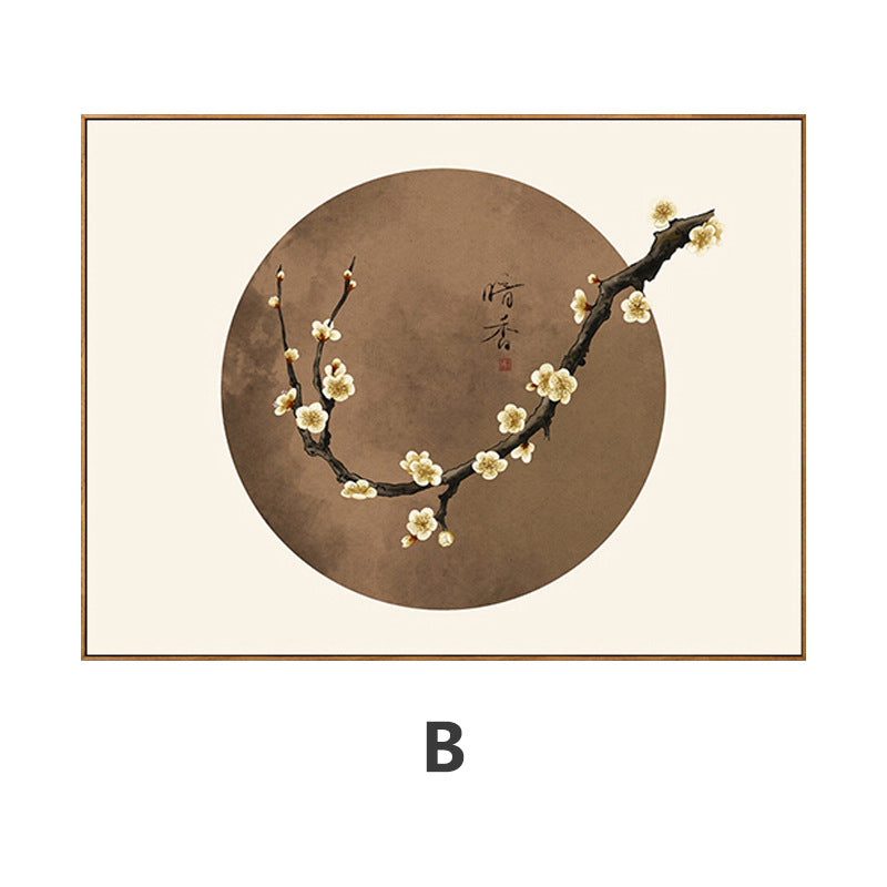 Dark fragrant plum blossom new Chinese meter box decorative painting free punching push-pull distribution box blocking weak electric box restaurant hanging painting