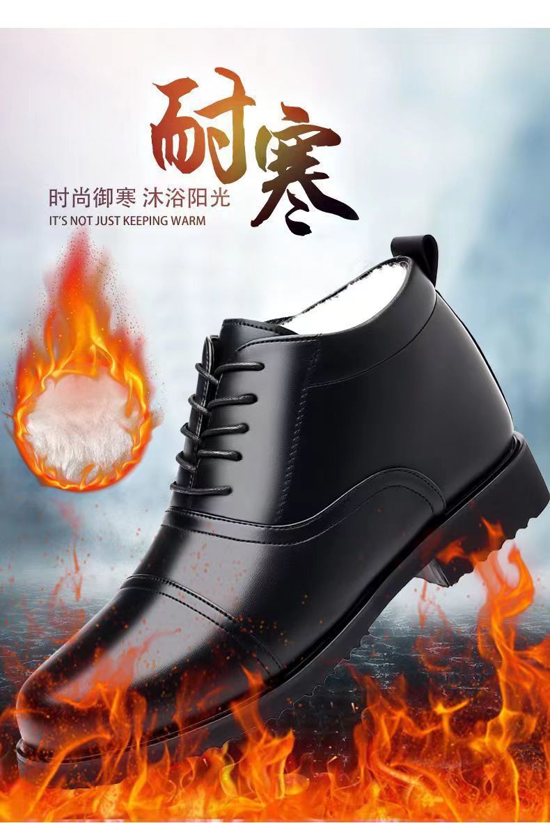 Winter genuine leather & fur lined wool shoes, men's fleece-lined cotton shoes, casual soft leather non-slip men's shoes, dad shoes