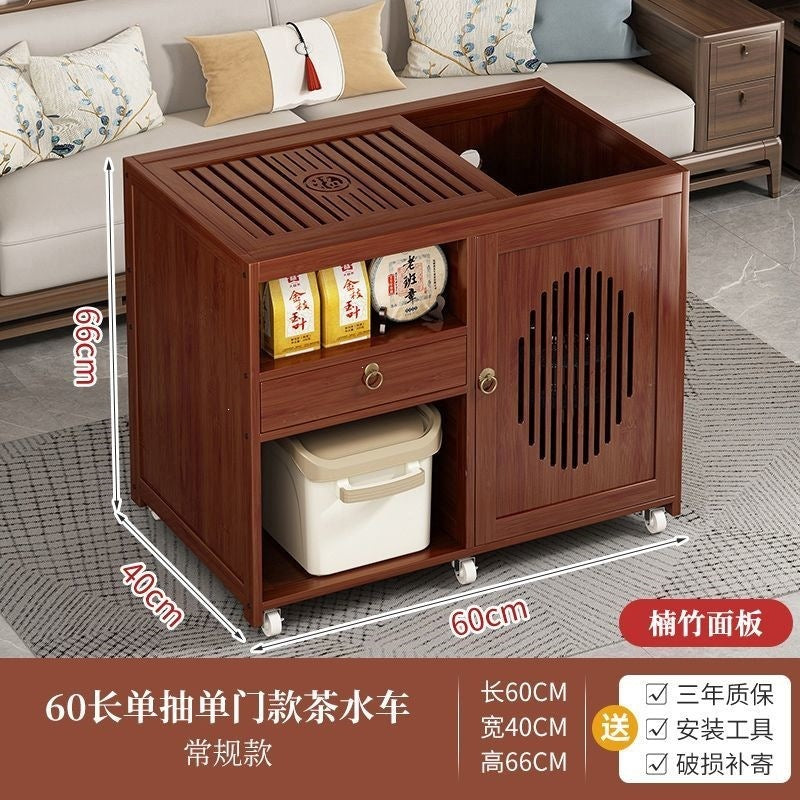 Movable tea table for home small tea table water kettle all-in-one tea cabinet tea cart kung fu tea set suit new chinoiserie coffee table