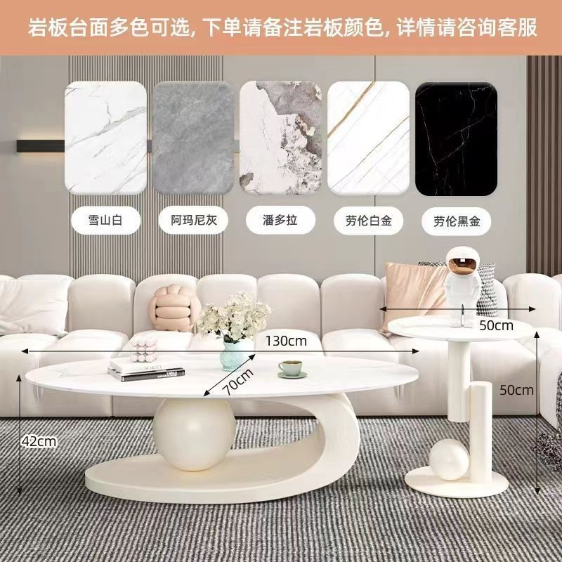 Oval coffee table, sintered stone coffee table, popular minimalist table for home living room, trendy nordic style coffee table, small apartment friendly