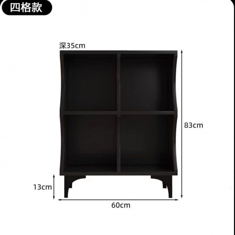 Simple modern black lattice cabinet Internet celebrity cabinet High value storage side cabinet Bookcase Floor creative lattice cabinet