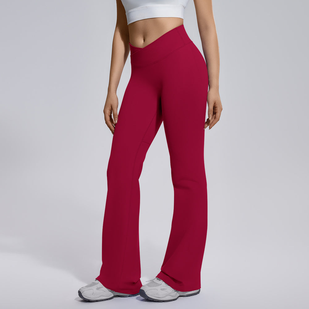 seamless micro-flared wide-leg cross-waist hip-lifting and abdominal-controlling high-elastic flared pants sports running fitness yoga wear for women