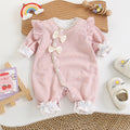 Baby spring autum tweed style double layer long sleeves jumpsuit, western style, cute princess, newborn baby girl outing clothes