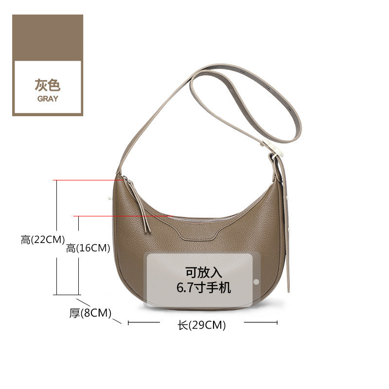 Cross-border Korean version of fashion crescent bag, leather underarm bag, women's 2025 new simple and versatile single shoulder messenger bag, small