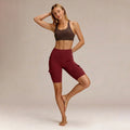 Amazon five-point brushed tight yoga shorts for women, high waist, tummy control, fitness pants, butt lift, running sports shorts for women