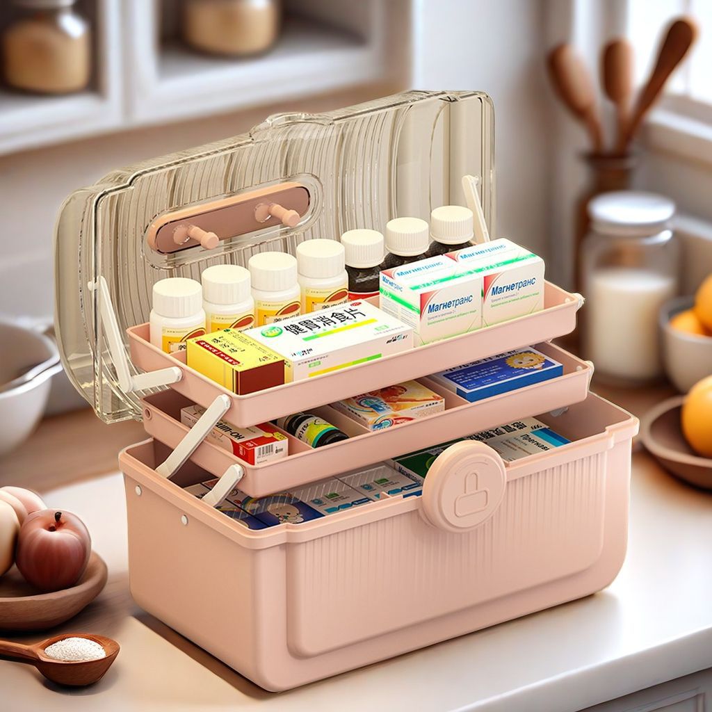 Medicine box storage box household portable multi-layer medical box home version medicine box large capacity transparent medicine storage box