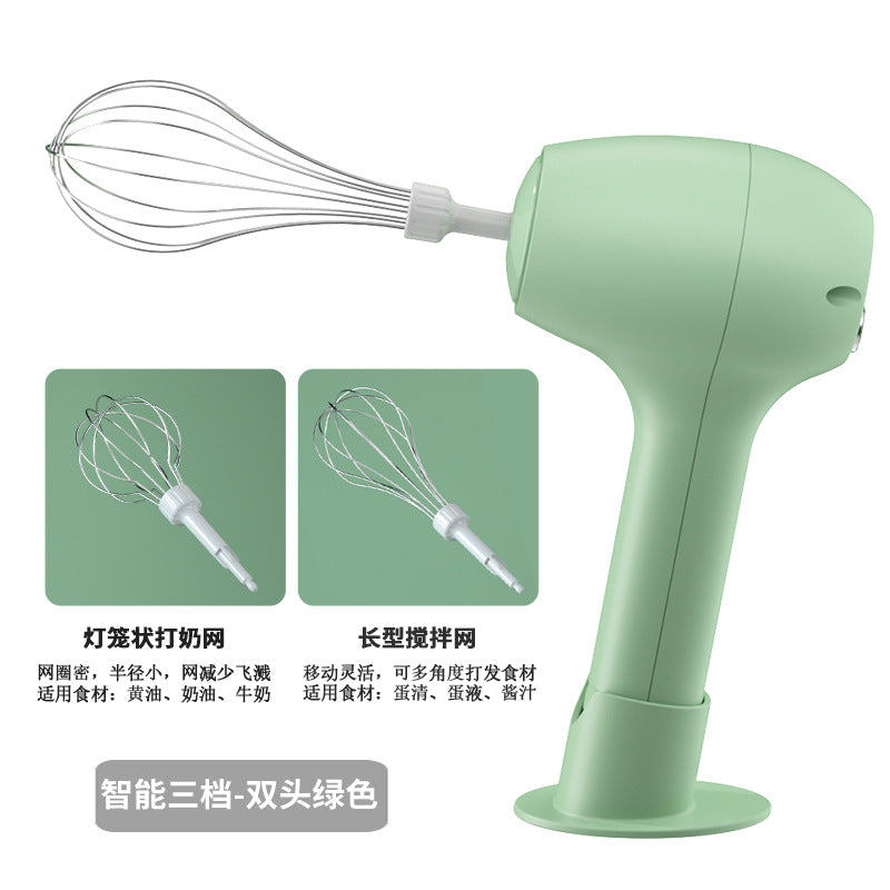 Wireless electric hand mixer - mini multifunctional milk frother, cream whisk, and automatic coffee stirrer with base