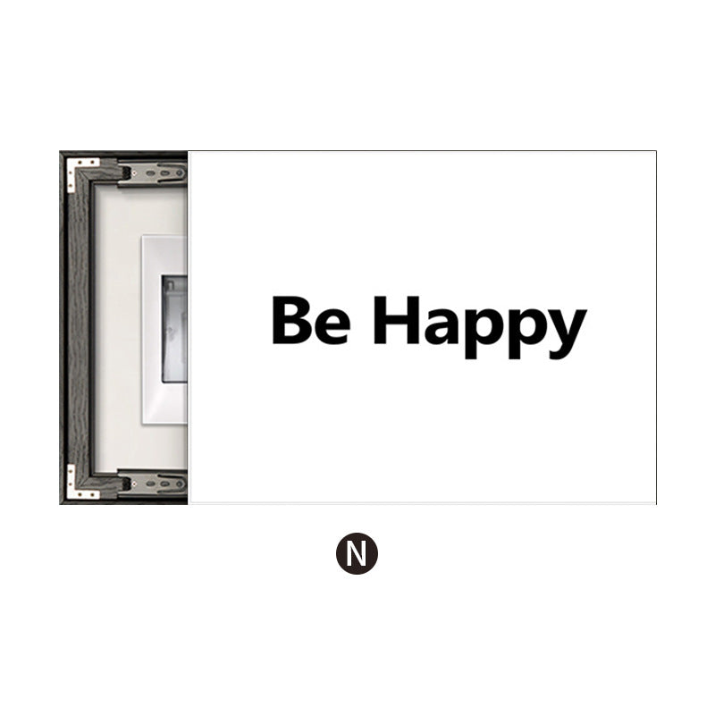 Black and white English letters meter box decorative painting empty switch blocking mural living room dining room distribution box hanging painting