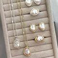 European and american cross-border french retro baroque faux pearl necklace and earring set - elegant, light luxury, high-end women's jewelry