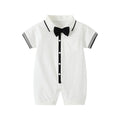 Newborn baby summer clothes: newborn boy romper, lightweight color block short sleeve casual preppy style onesie