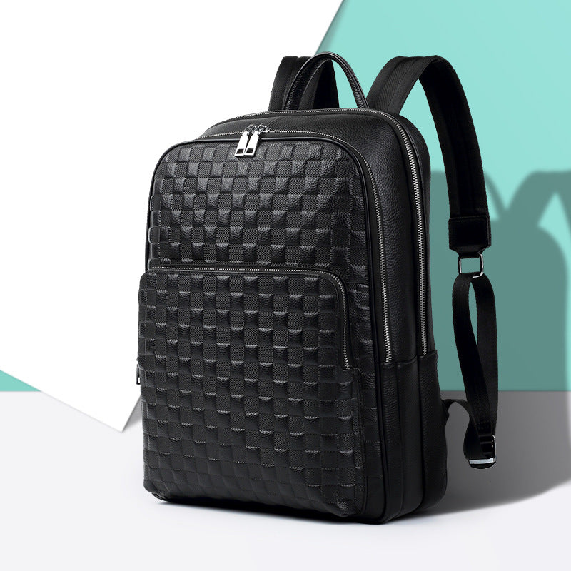 New Leather Men's Bag Large Capacity Embossed Men's Travel Backpack Fashion Casual First Layer Cowhide Men's Backpack