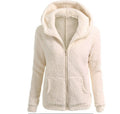 women's fashion solid color hoodie - loose fit plush zip-up jacket top