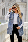 Ebay fashion cross-border  new arrivalretro denim vest outwear hooded detachable loosecasual women's trendy